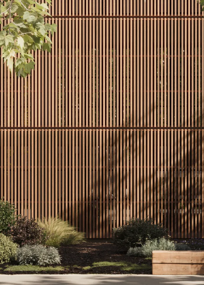 Façade à lattes