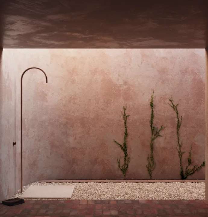 Salle de bain en terrazzo, extérieur