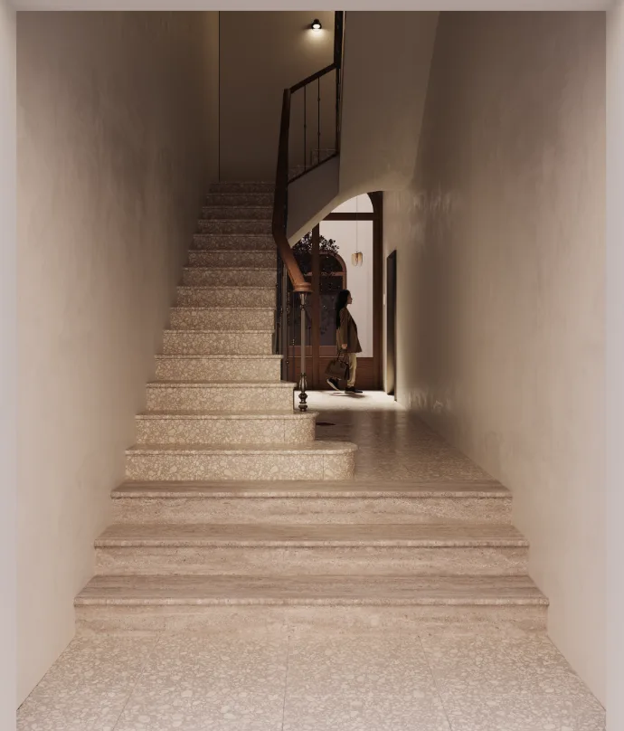 Patio, escalera de acceso